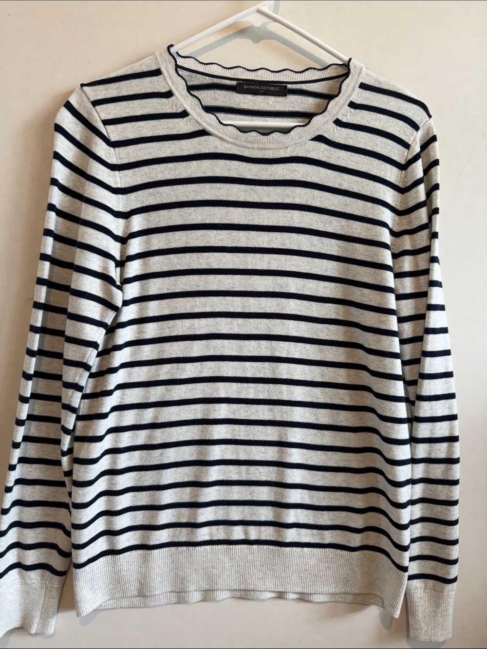 Banana Republic Cream and Navy Striped Scoopneck Sweater